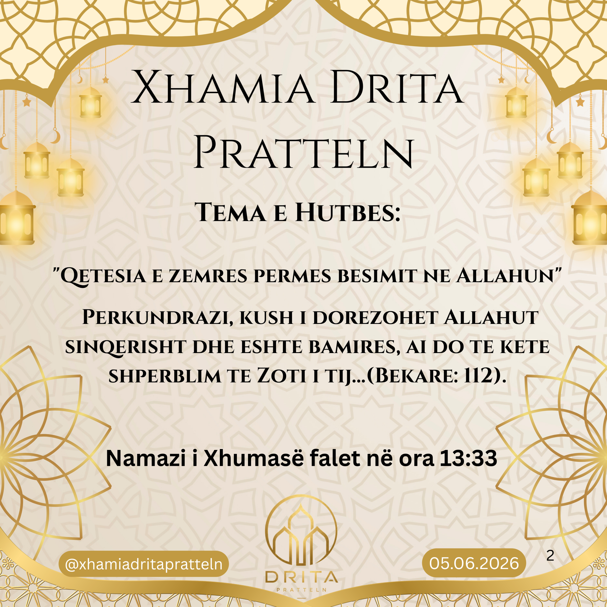 «Qetësia e zemrës përmes besimit në Allahun»