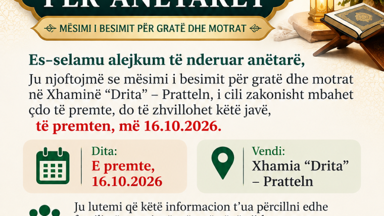 Mësimi i besimit për gratë dhe motrat